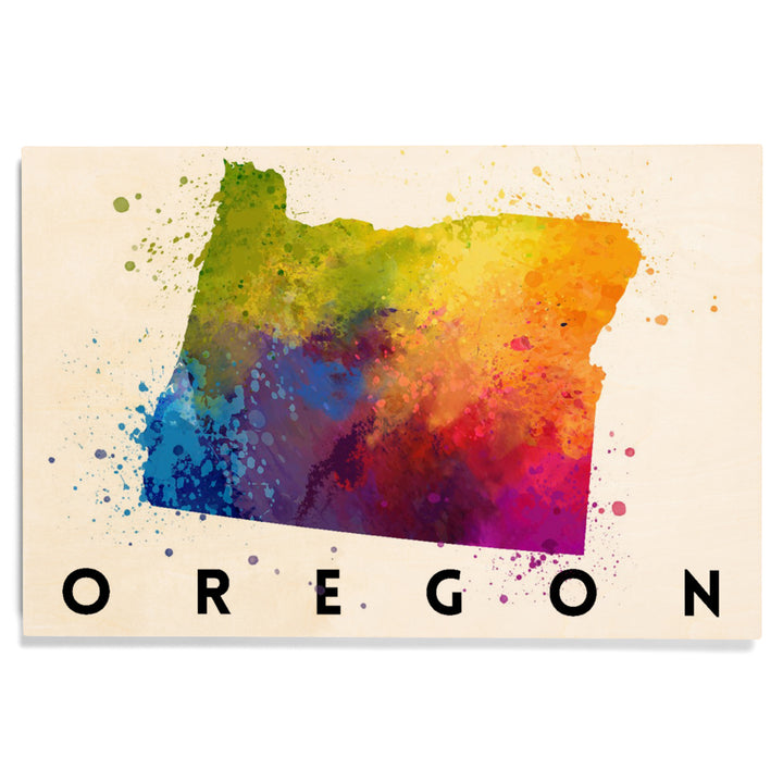 Oregon, State Abstract Watercolor, Lantern Press Artwork, Wood Signs and Postcards