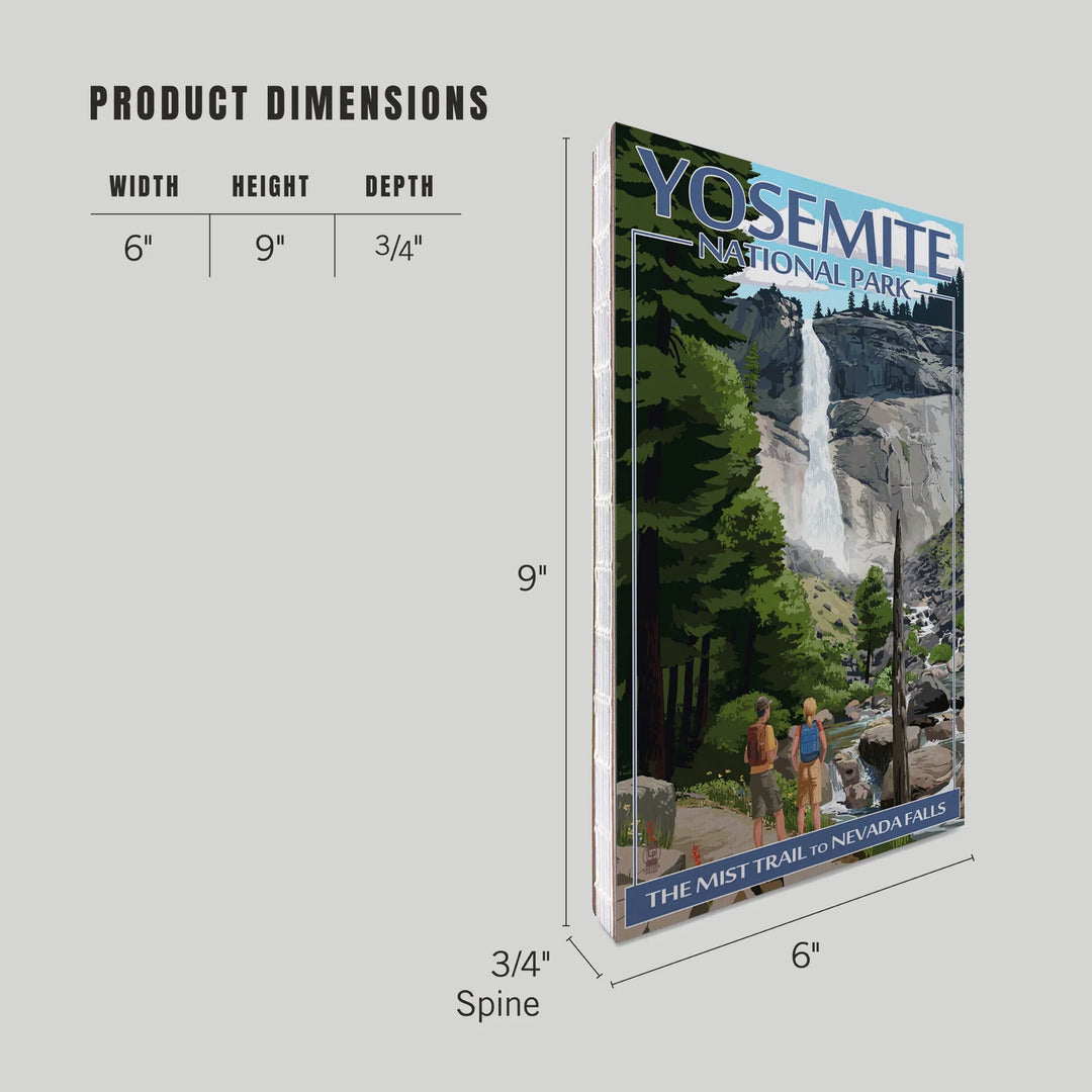 Lined 6x9 Journal, Yosemite National Park, California, Painterly, The Mist Trail, Lay Flat, 193 Pages, FSC paper