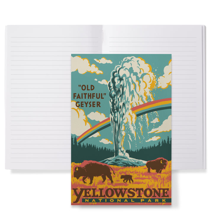 Lined 6x9 Journal, Yellowstone National Park, Wyoming, Explorer Series, Old Faithful Geyser, Lay Flat, 193 Pages, FSC paper