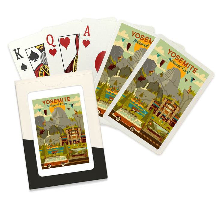 Playing Cards, Yosemite National Park, California, Half Dome, Lodge, Geometric, 52 Card Deck with Jokers in Box, Unique Art