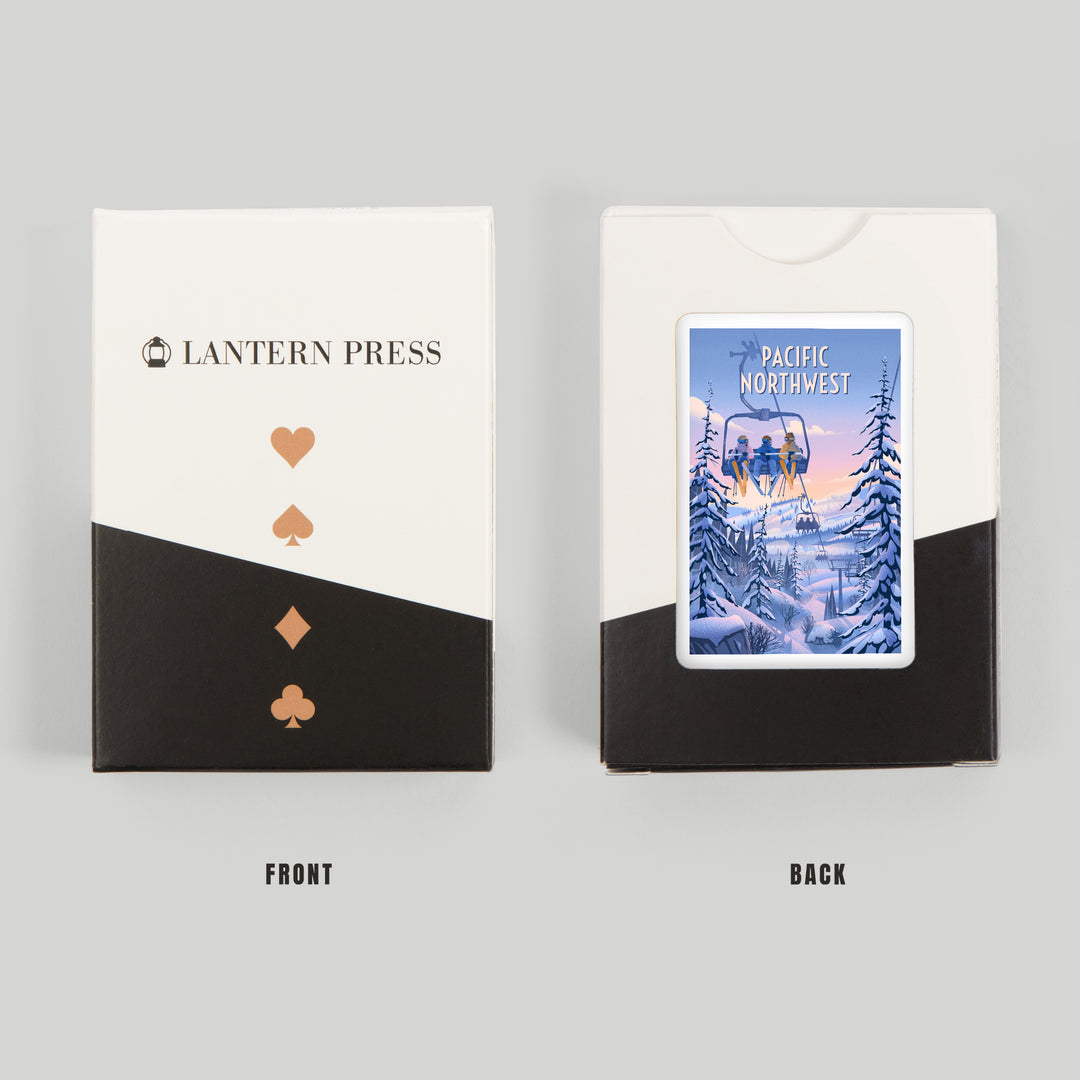 Playing Cards, Pacific Northwest, Chill on the Uphill, Ski Lift, 52 Card Deck with Jokers in Box, Unique Art