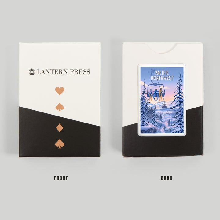 Playing Cards, Pacific Northwest, Chill on the Uphill, Ski Lift, 52 Card Deck with Jokers in Box, Unique Art