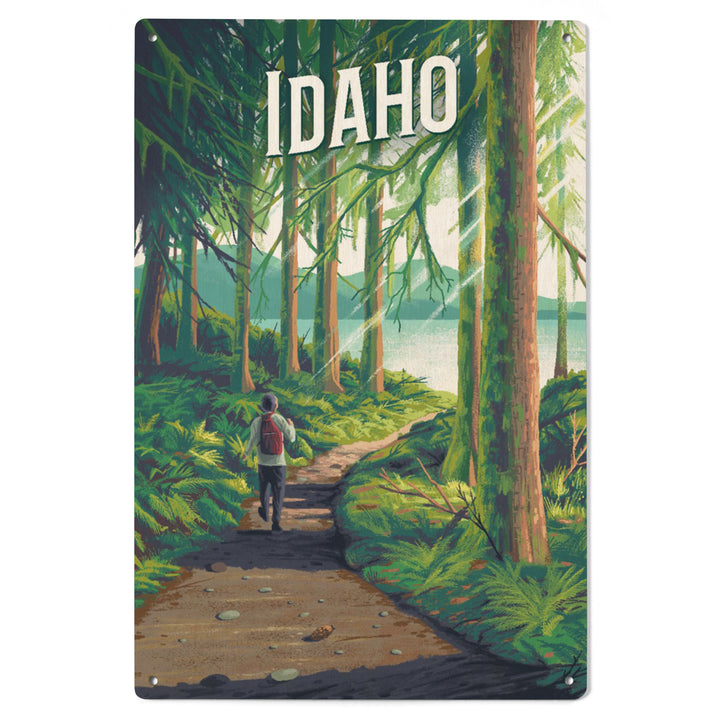 Idaho, Walk In The Woods, Day Hike, Wood Signs and Postcards - Lantern Press