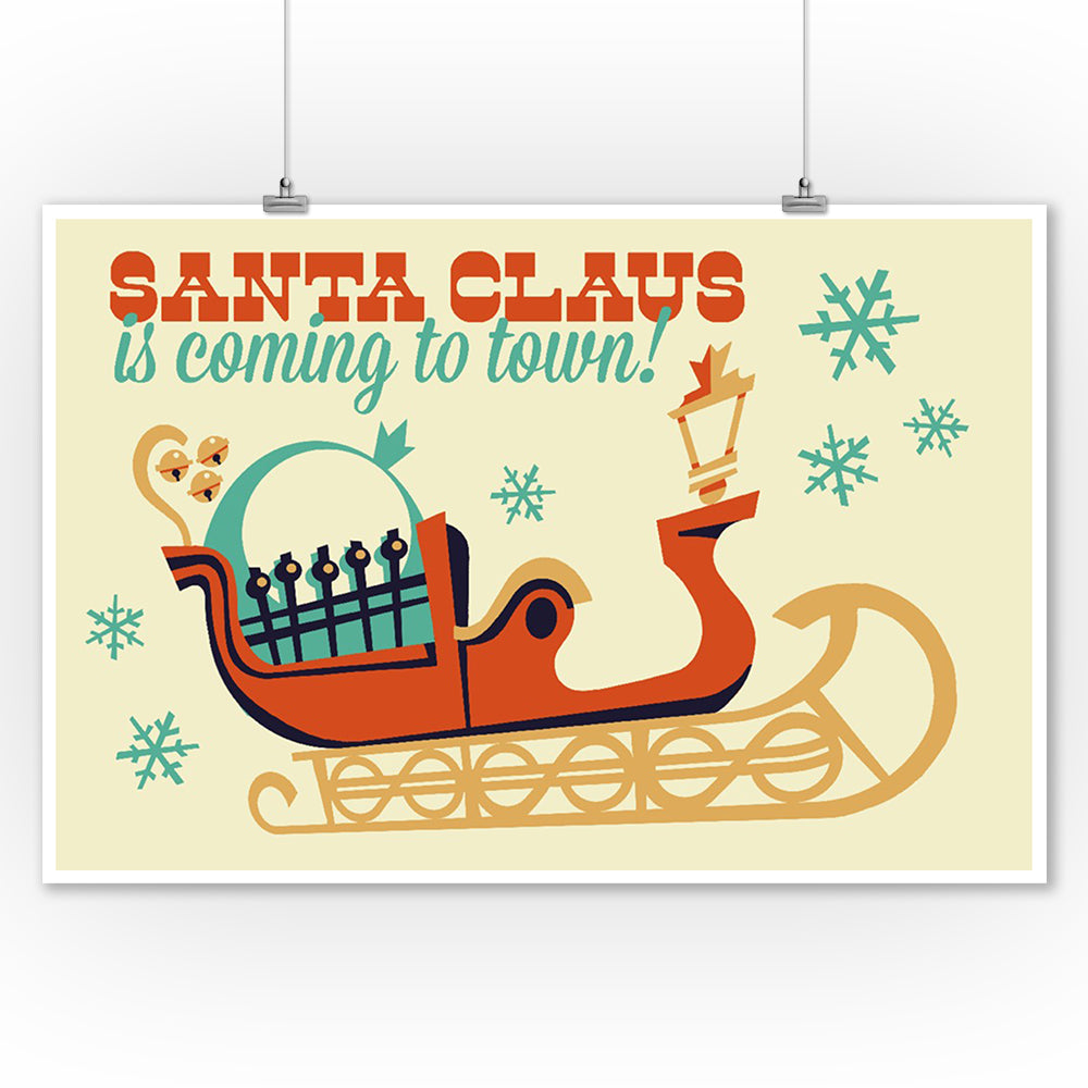 Santa Sleigh, Retro Christmas, Art & Giclee Prints