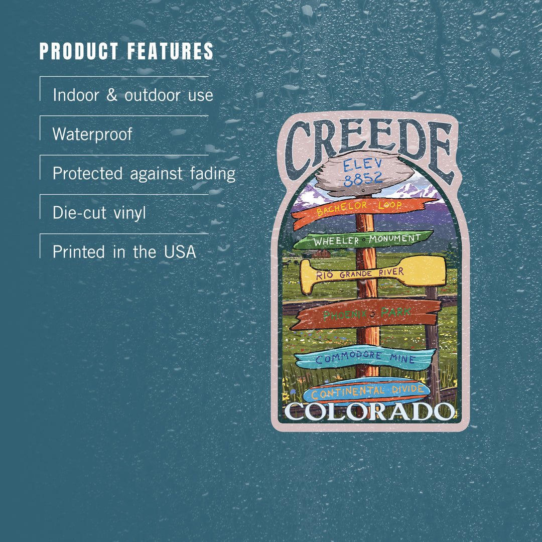 Creede, Colorado, Destination Signpost, Contour, Vinyl Sticker