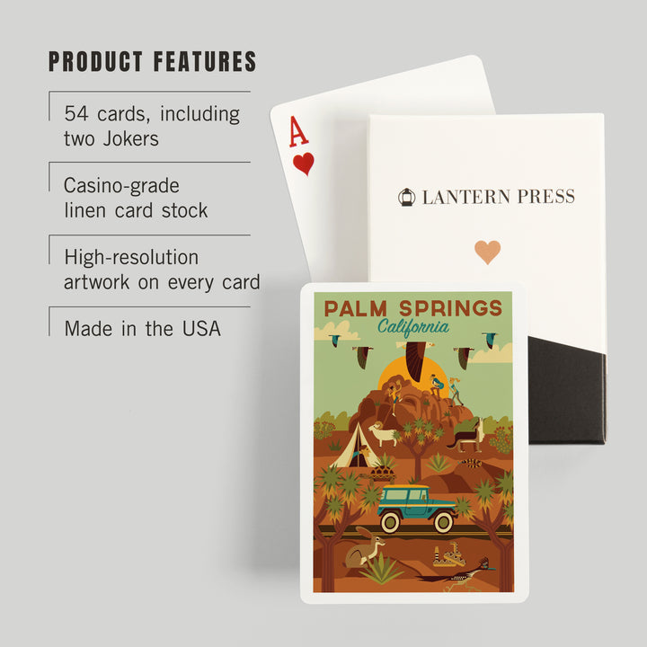 Playing Cards, Palm Springs, California, Geometric Series, 52 Card Deck with Jokers in Box, Unique Art