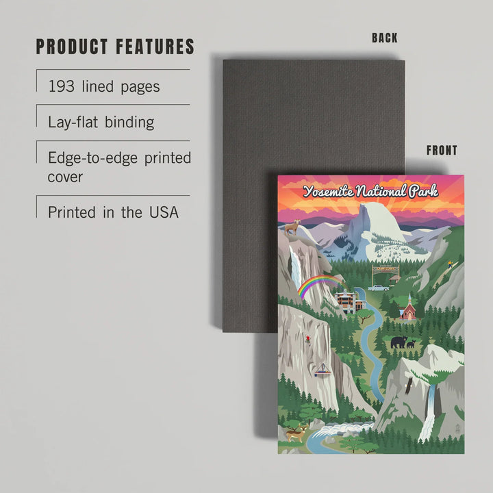 Lined 6x9 Journal, Yosemite National Park, California, Retro Views, Lay Flat, 193 Pages, FSC paper
