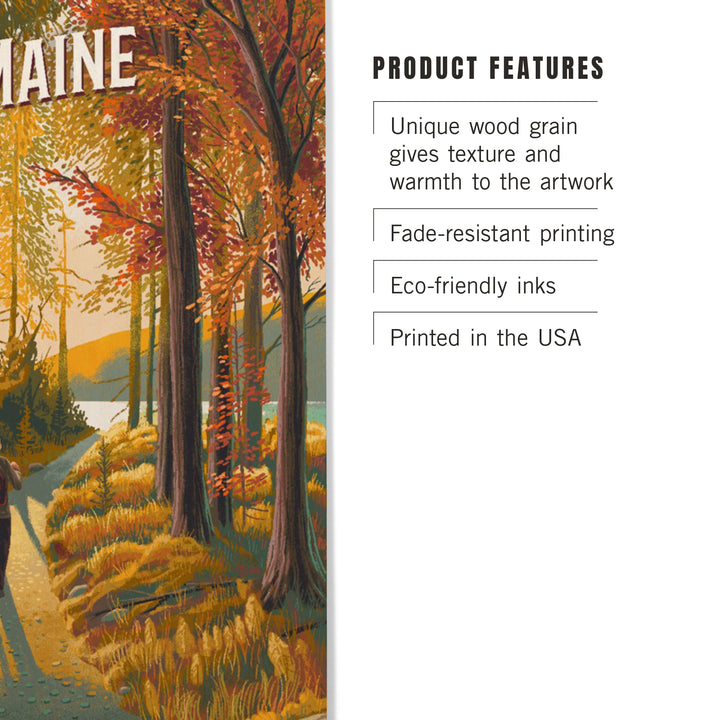 Maine, Walk In The Woods, Day Hike, Wood Signs and Postcards - Lantern Press