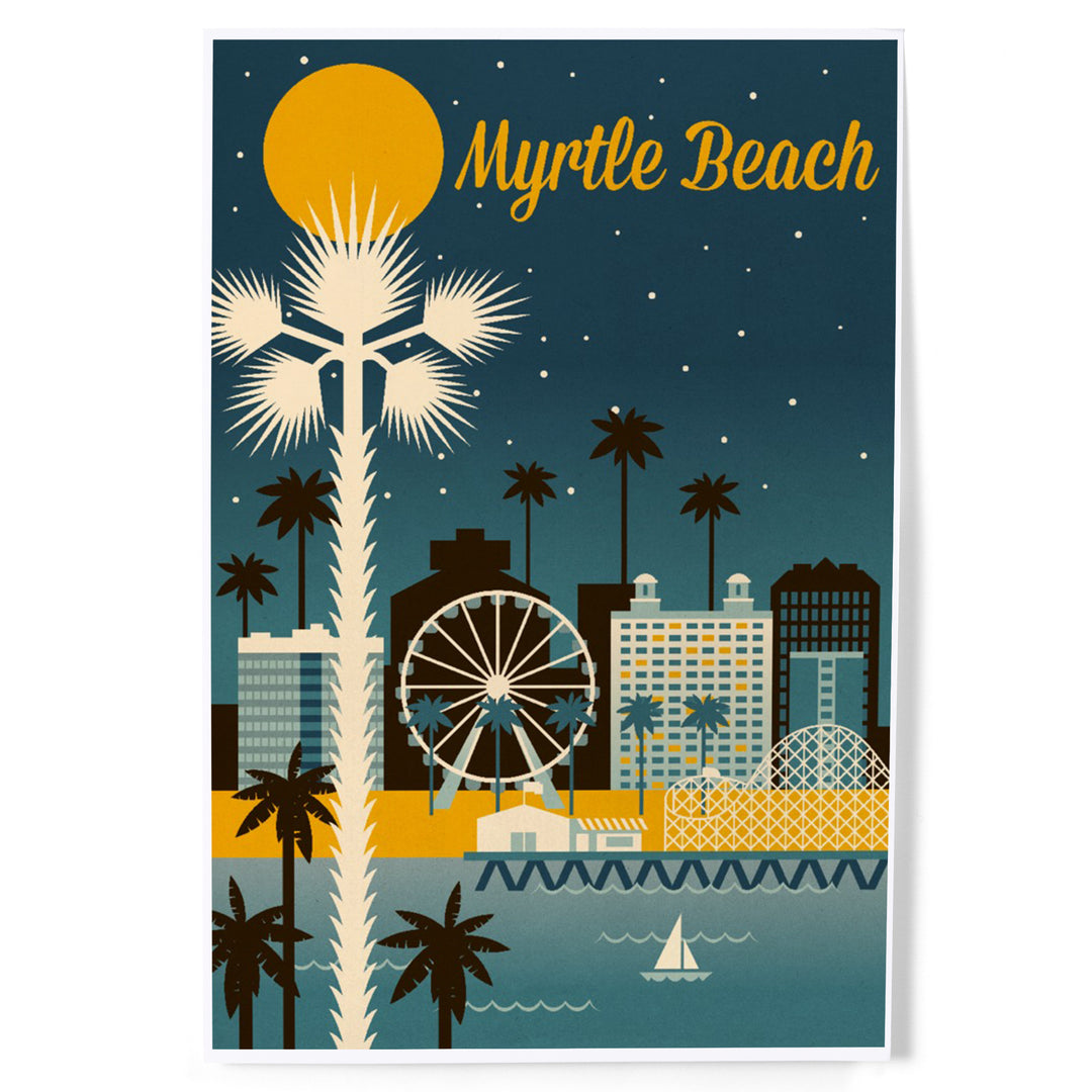 Myrtle Beach, South Carolina, Retro Skyline Classic Series, Art & Giclee Prints
