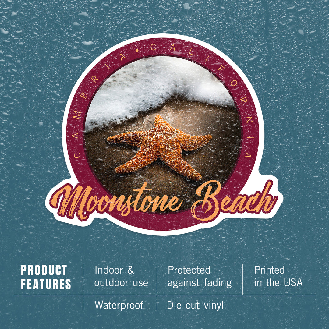 Cambria, California, Moonstone Beach, Starfish, Contour, Vinyl Sticker