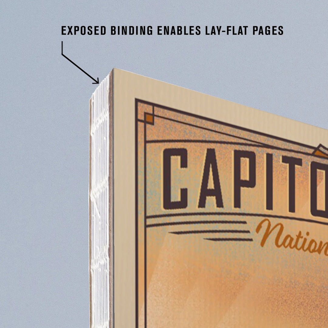 Lined 6x9 Journal, Capitol Reef National Park, Utah, Water Pocket Fold, Lithograph National Park Series, Lay Flat, 193 Pages, FSC paper