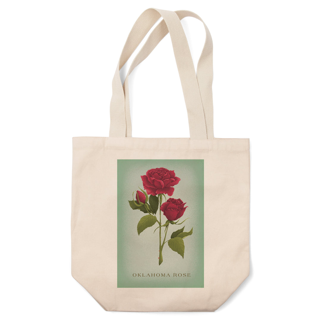 Oklahoma, Vintage Flora, State Series, Oklahoma Rose, Tote Bag