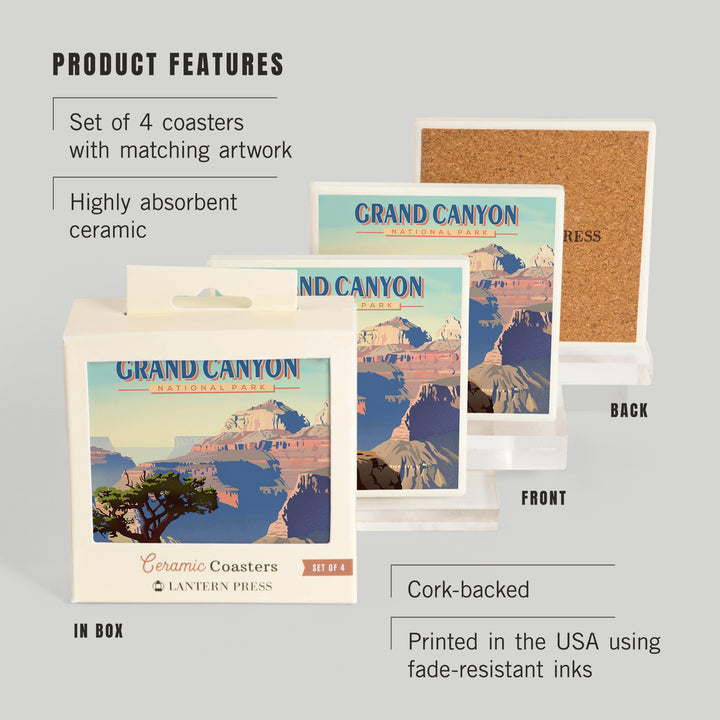 Grand Canyon National Park, Arizona, Lithograph, Coasters