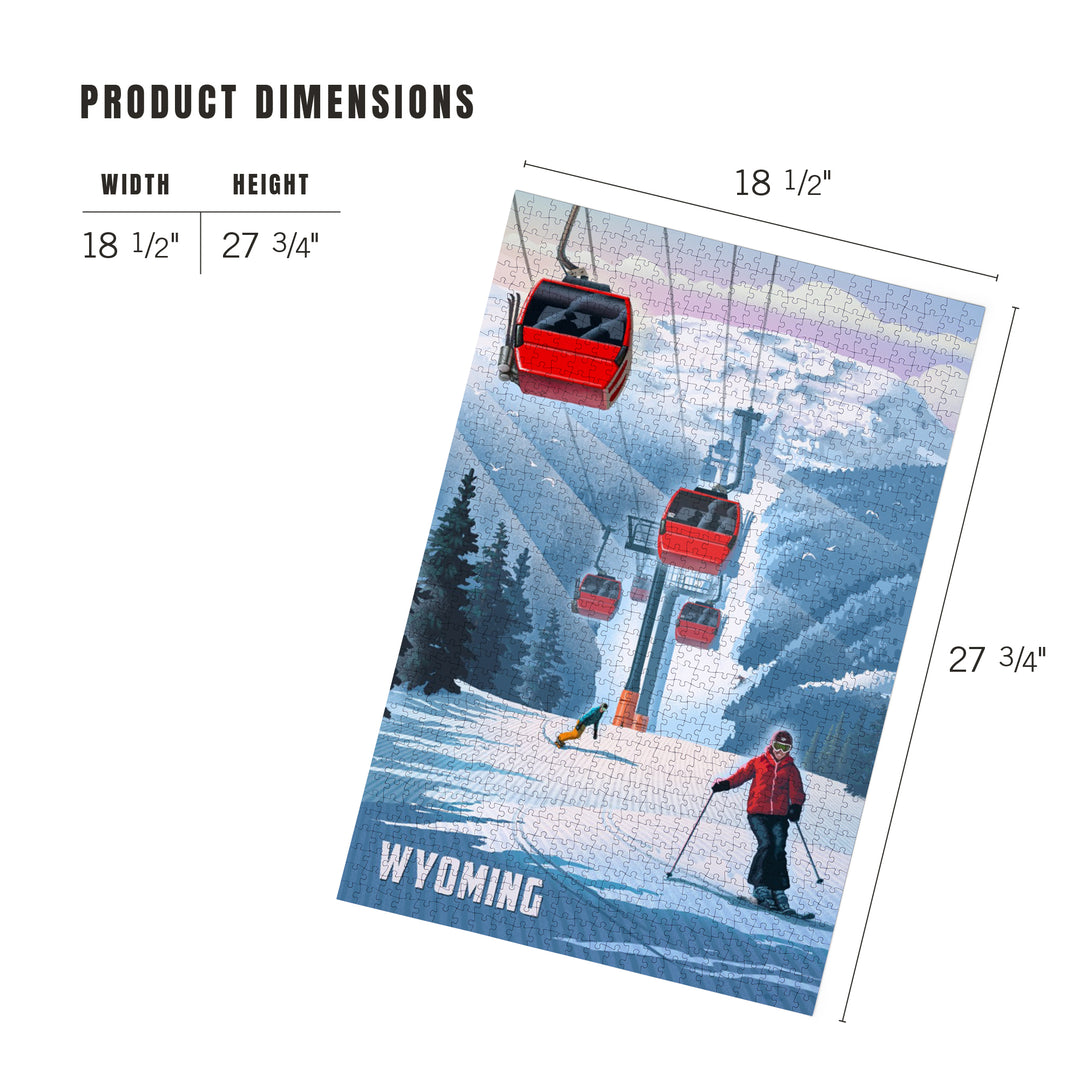 Wyoming, Lithograph, Gondolas, Red, 1000 Piece Jigsaw Puzzle