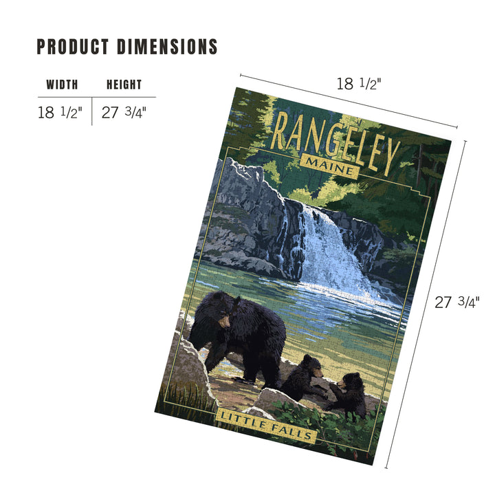 Rangeley, Maine, Painterly, Little Falls, Black Bear and Cubs, Jigsaw Puzzle