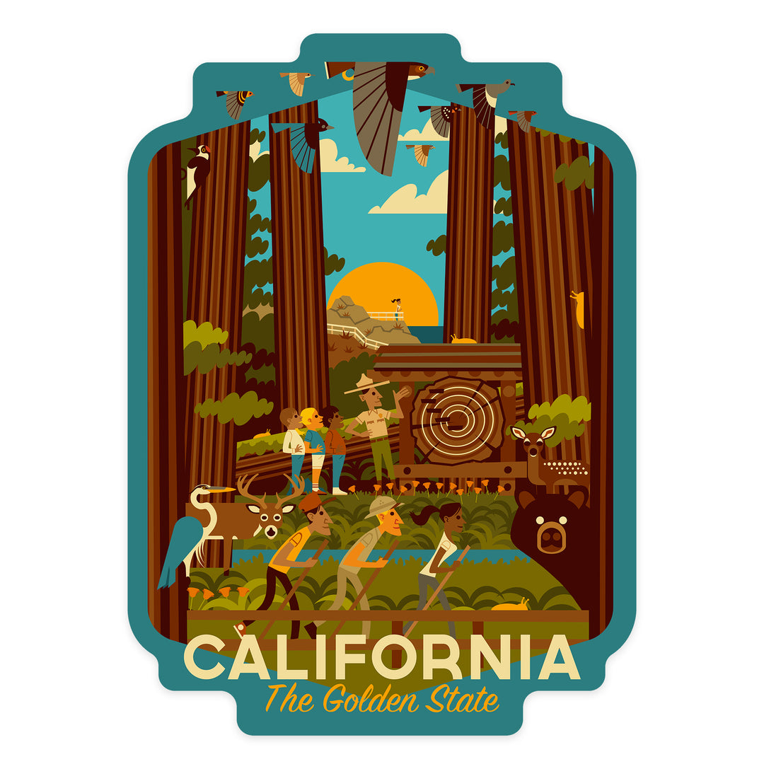 California, Geometric, The Golden State, Contour, Vinyl Sticker