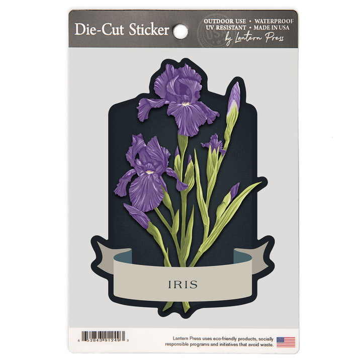Vintage Flora Noir, Iris, Vinyl Sticker