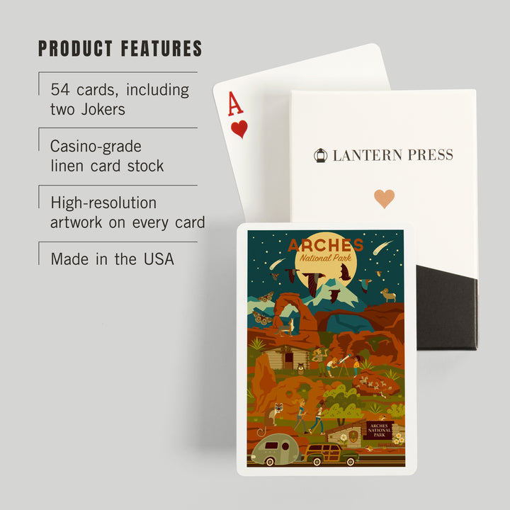 Playing Cards, Arches National Park, Utah, Geometric National Park Series, Night Scene, 52 Card Deck with Jokers in Box, Unique Art