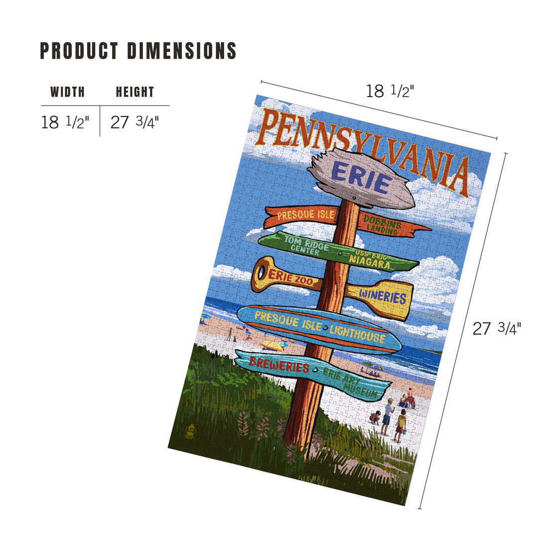Erie, Pennsylvania, Destination Signpost, 1000 Piece Jigsaw Puzzle