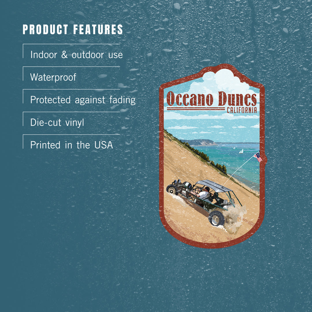 Oceano Dunes, California, Sand Dunes, Contour, Lantern Press Artwork, Vinyl Sticker