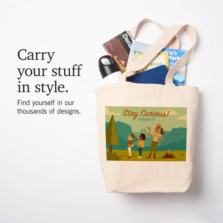 Yosemite National Park, California, Stay Curious, Ranger Scene, Geometric, Tote Bag