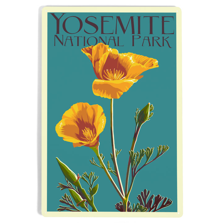 Yosemite National Park, California, Poppy, Letterpress, Metal Signs