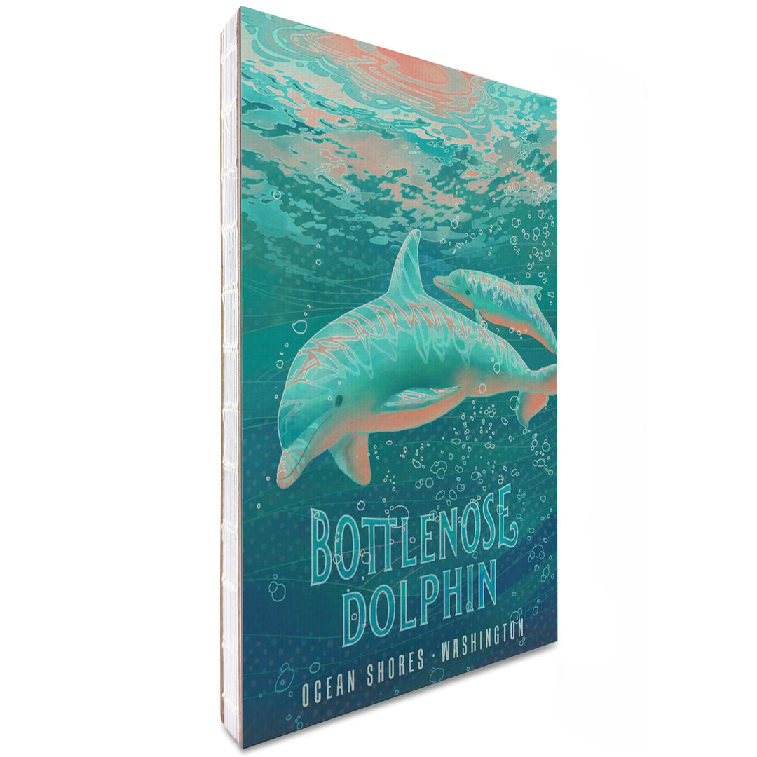 Lined 6x9 Journal, Ocean Shores, Washington, Fluid Linework, Bottlenose Dolphin, Lay Flat, 193 Pages, FSC paper