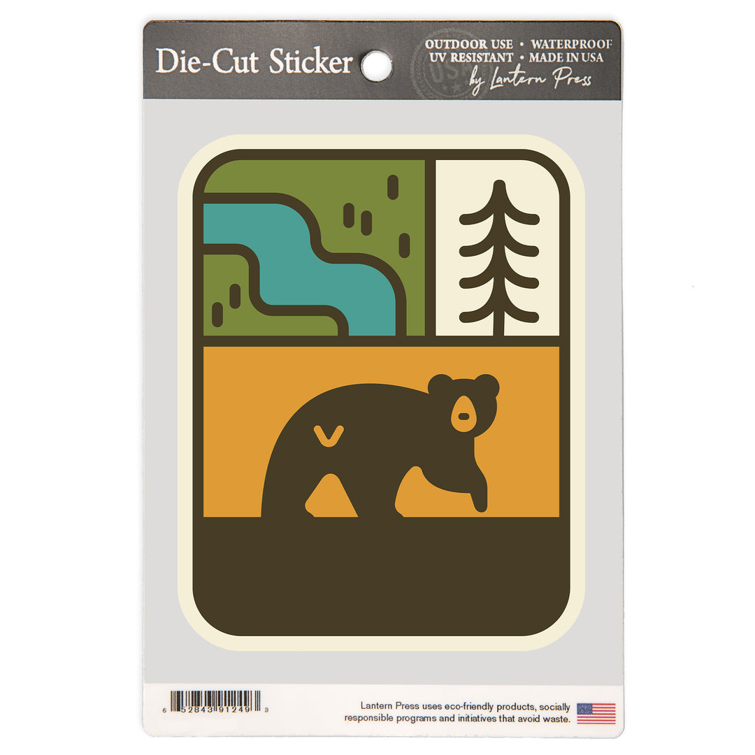 Simple Vector, Black Bear, Vinyl Sticker