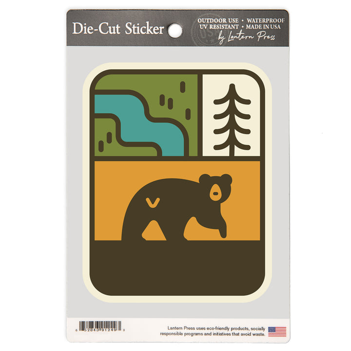 Simple Vector, Black Bear, Vinyl Sticker