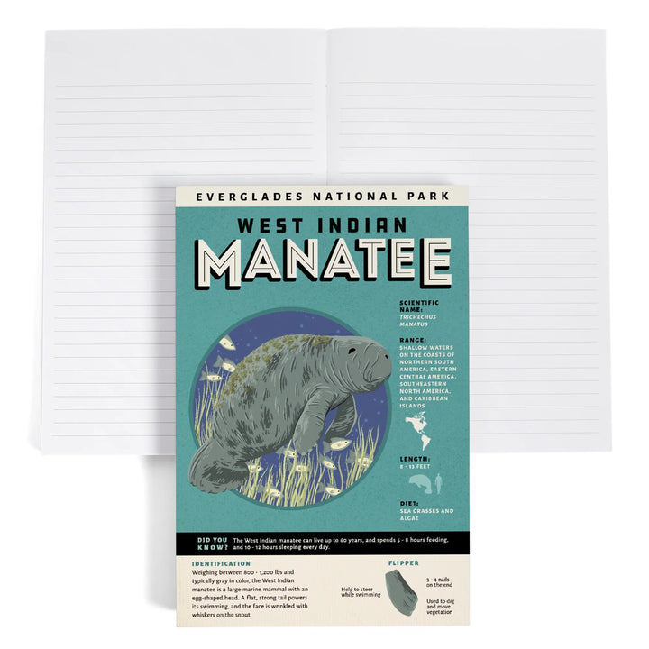 Lined 6x9 Journal, Everglades National Park, Facts About Manatees, Lay Flat, 193 Pages, FSC paper