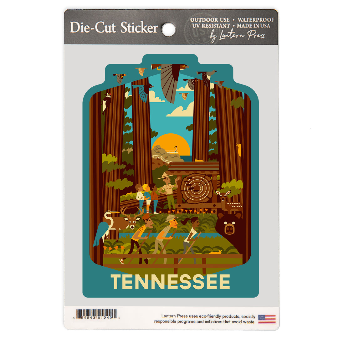 Tennessee, Geometric, Forest, Vinyl Sticker