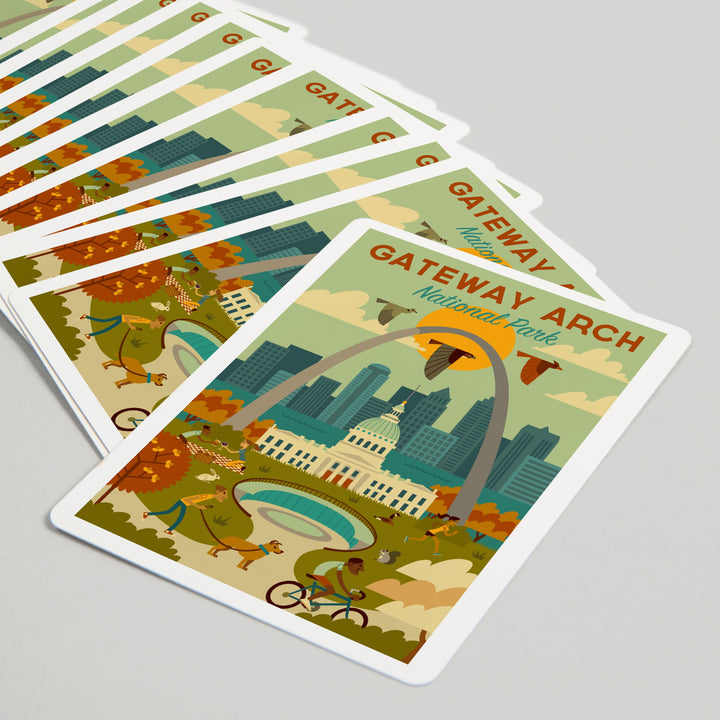 Playing Cards, Gateway Arch National Park, Missouri, Geometric National Park Series, 52 Card Deck with Jokers in Box, Unique Art