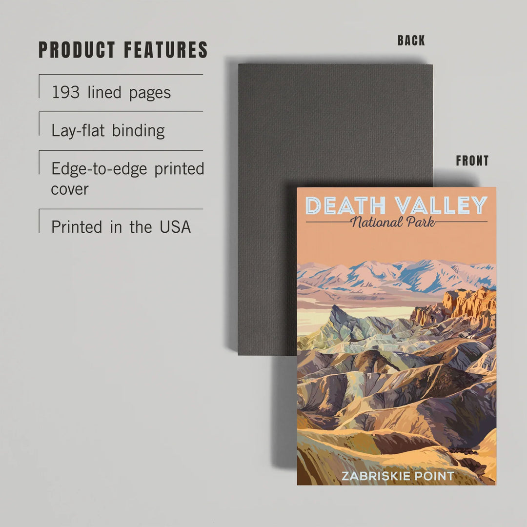 Lined 6x9 Journal, Death Valley National Park, California, Zabriskie Point, Painterly Series, Lay Flat, 193 Pages, FSC paper