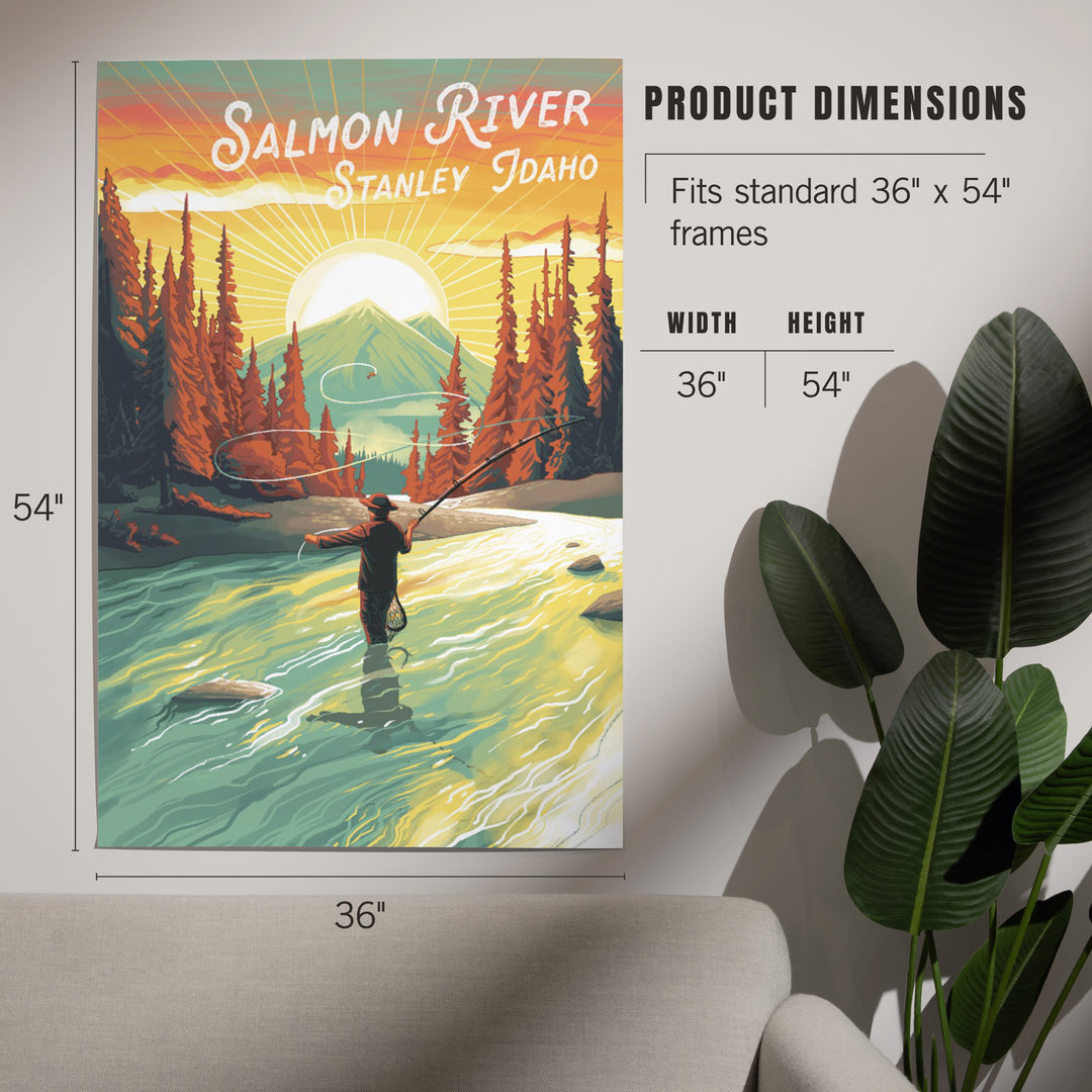 Stanley, Idaho, Salmon River, This is Living, Fishing with Mountain art prints, metal signs