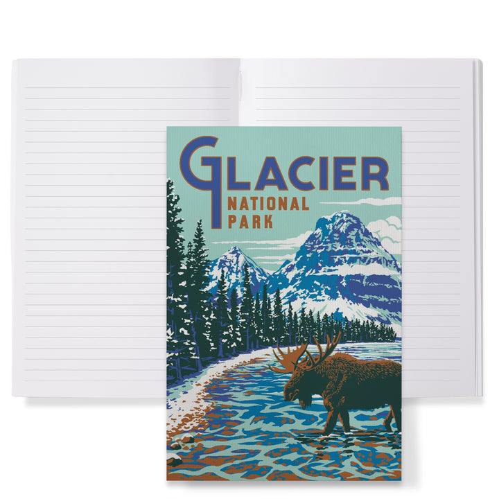 Lined 6x9 Journal, Glacier National Park, Montana, Explorer Series, Moose, Lay Flat, 193 Pages, FSC paper