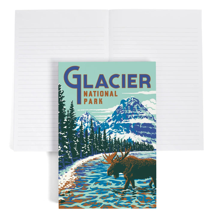 Lined 6x9 Journal, Glacier National Park, Montana, Explorer Series, Moose, Lay Flat, 193 Pages, FSC paper
