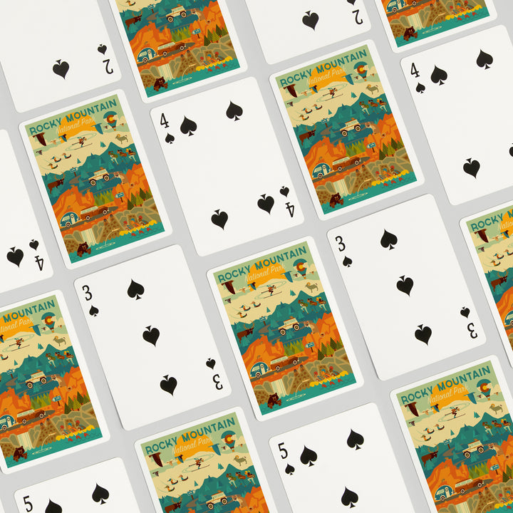 Playing Cards, Rocky Mountain National Park, Colorado, Geometric National Park Series, 52 Card Deck with Jokers in Box, Unique Art
