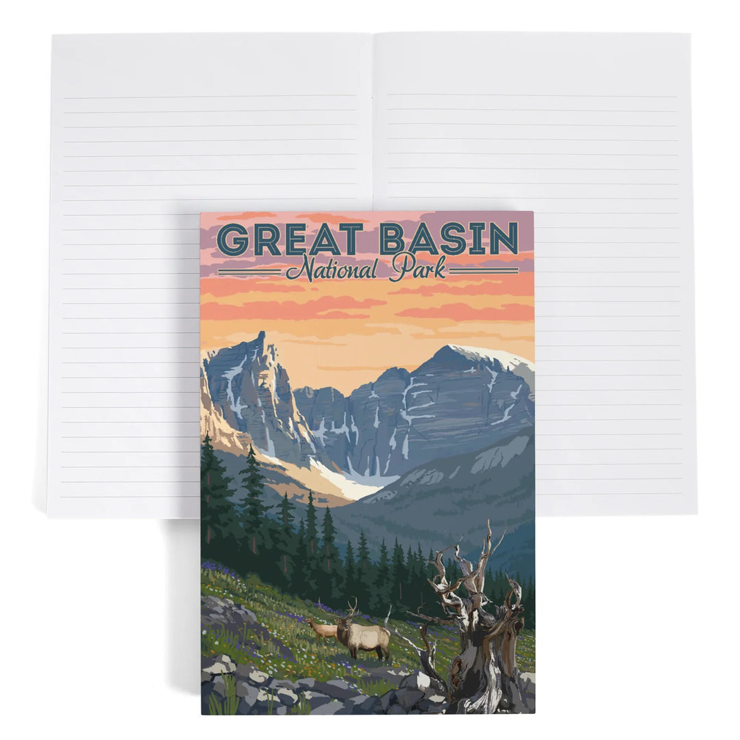 Lined 6x9 Journal, Great Basin National Park, Nevada, Elk and Spring Flowers, Lay Flat, 193 Pages, FSC paper