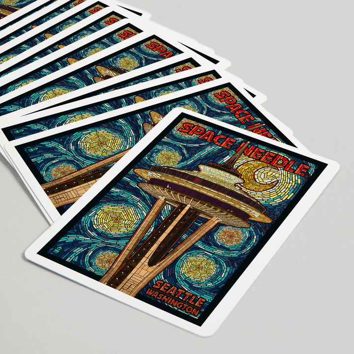 Playing Cards, Seattle, Washington, Space Needle Mosaic, 52 Card Deck with Jokers in Box, Unique Art