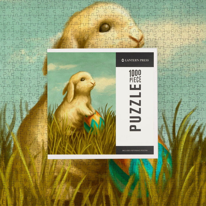 Easter Bunny, Oil Painting, Jigsaw Puzzle Puzzle Lantern Press 