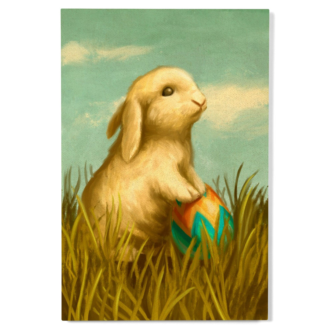 Easter Bunny, Oil Painting, Wood Signs and Postcards Wood Lantern Press 