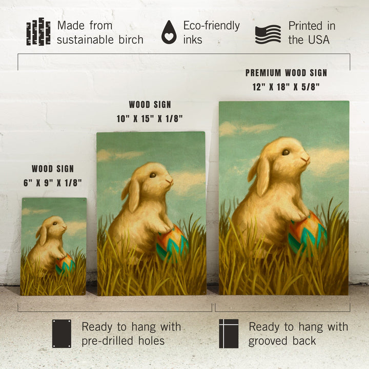 Easter Bunny, Oil Painting, Wood Signs and Postcards Wood Lantern Press 