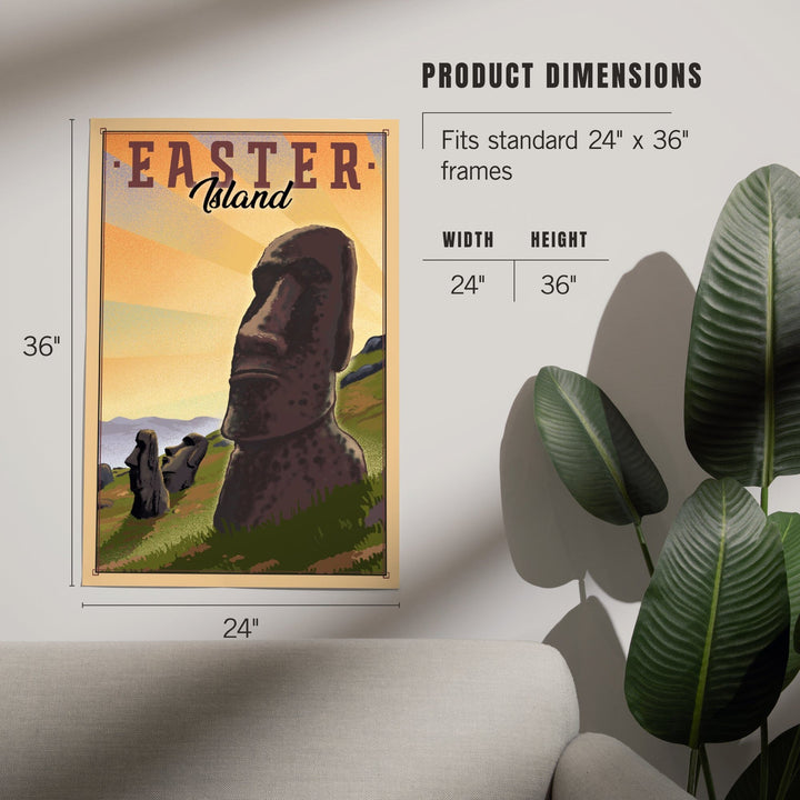 Easter Island, Lithograph, Art & Giclee Prints Art Lantern Press 
