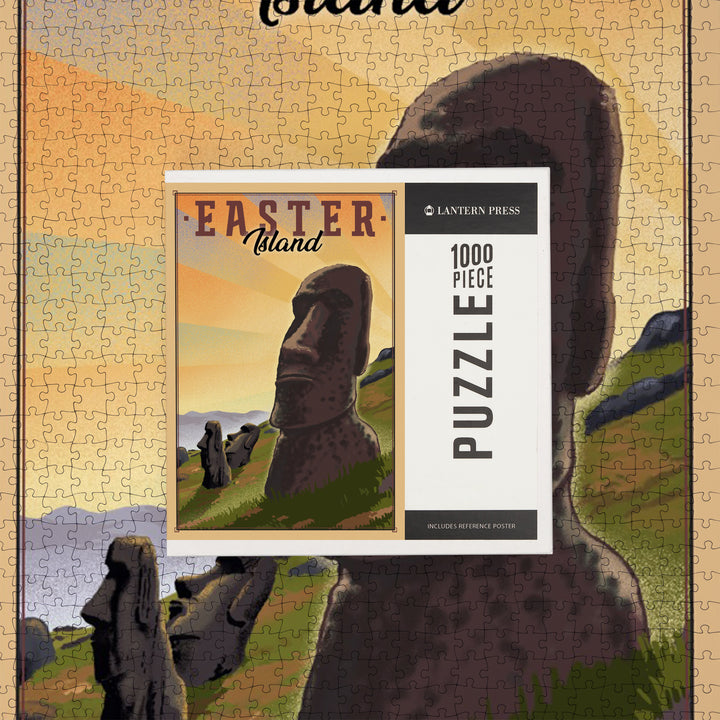 Easter Island, Lithograph, Jigsaw Puzzle Puzzle Lantern Press 