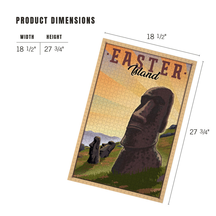 Easter Island, Lithograph, Jigsaw Puzzle Puzzle Lantern Press 