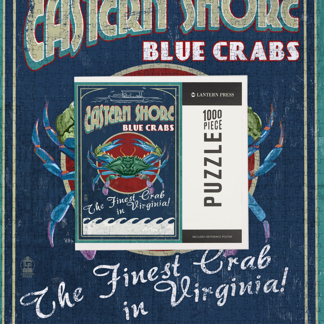 Eastern Shore, Virginia, Blue Crabs Vintage Sign, Jigsaw Puzzle Puzzle Lantern Press 