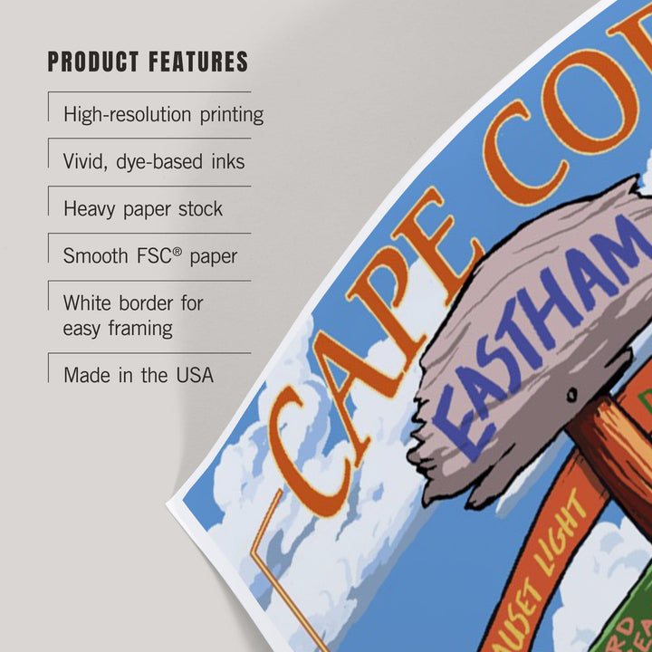 Eastham, Massachusetts Cape Cod, Destinations Sign (Version 2), Art & Giclee Prints Art Lantern Press 
