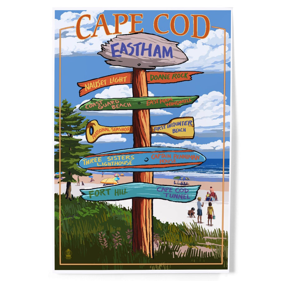 Eastham, Massachusetts Cape Cod, Destinations Sign (Version 2), Art & Giclee Prints Art Lantern Press 