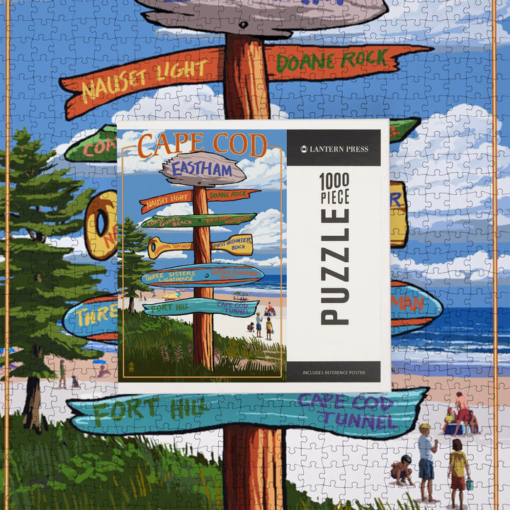 Eastham, Massachusetts Cape Cod, Destinations Sign (Version 2), Jigsaw Puzzle Puzzle Lantern Press 