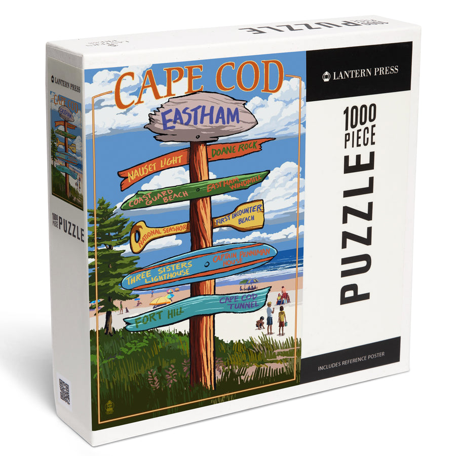 Eastham, Massachusetts Cape Cod, Destinations Sign (Version 2), Jigsaw Puzzle Puzzle Lantern Press 
